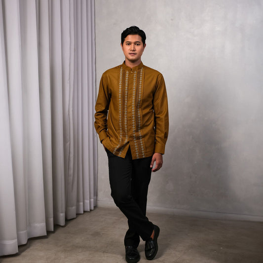 Dean Menswear Mustard | Baju Koko Tangan Panjang Pria