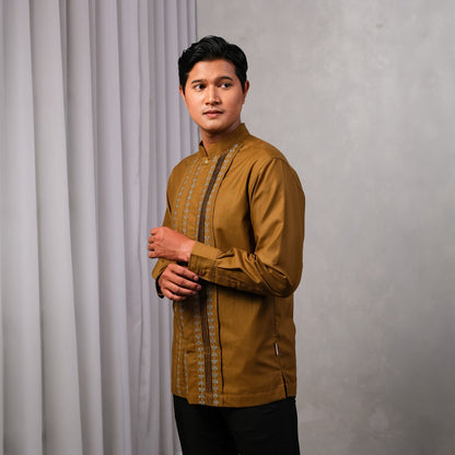 Dean Menswear Mustard | Baju Koko Tangan Panjang Pria