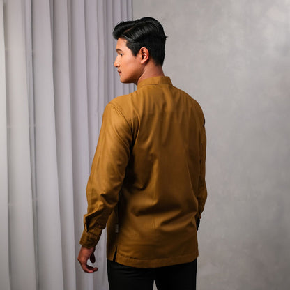 Dean Menswear Mustard | Baju Koko Tangan Panjang Pria