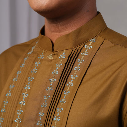 Dean Menswear Mustard | Baju Koko Tangan Panjang Pria