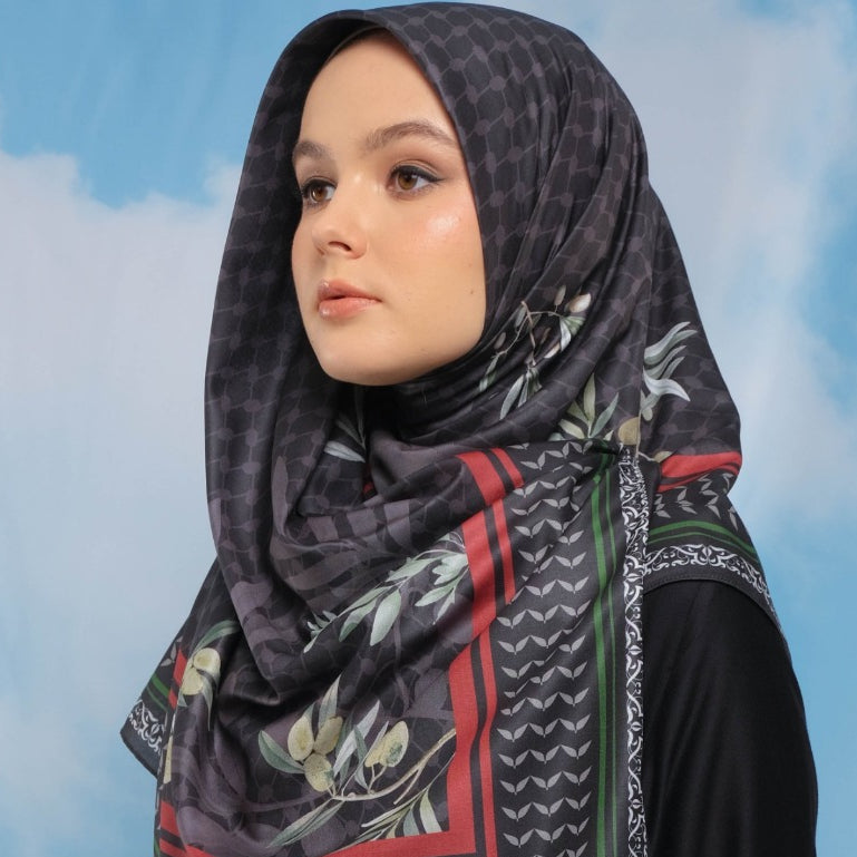 Shafira | Houria Scarf Printed | Hijab Kerudung Segi Empat Motif