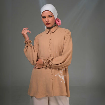 Shafira Amaya Blouse Brown | Tunik Atasan Wanita