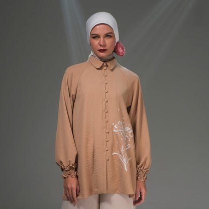 Shafira Amaya Blouse Brown | Tunik Atasan Wanita