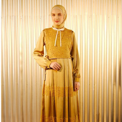 Shafira Fernanda Dress Mustard | Gamis Muslim Wanita