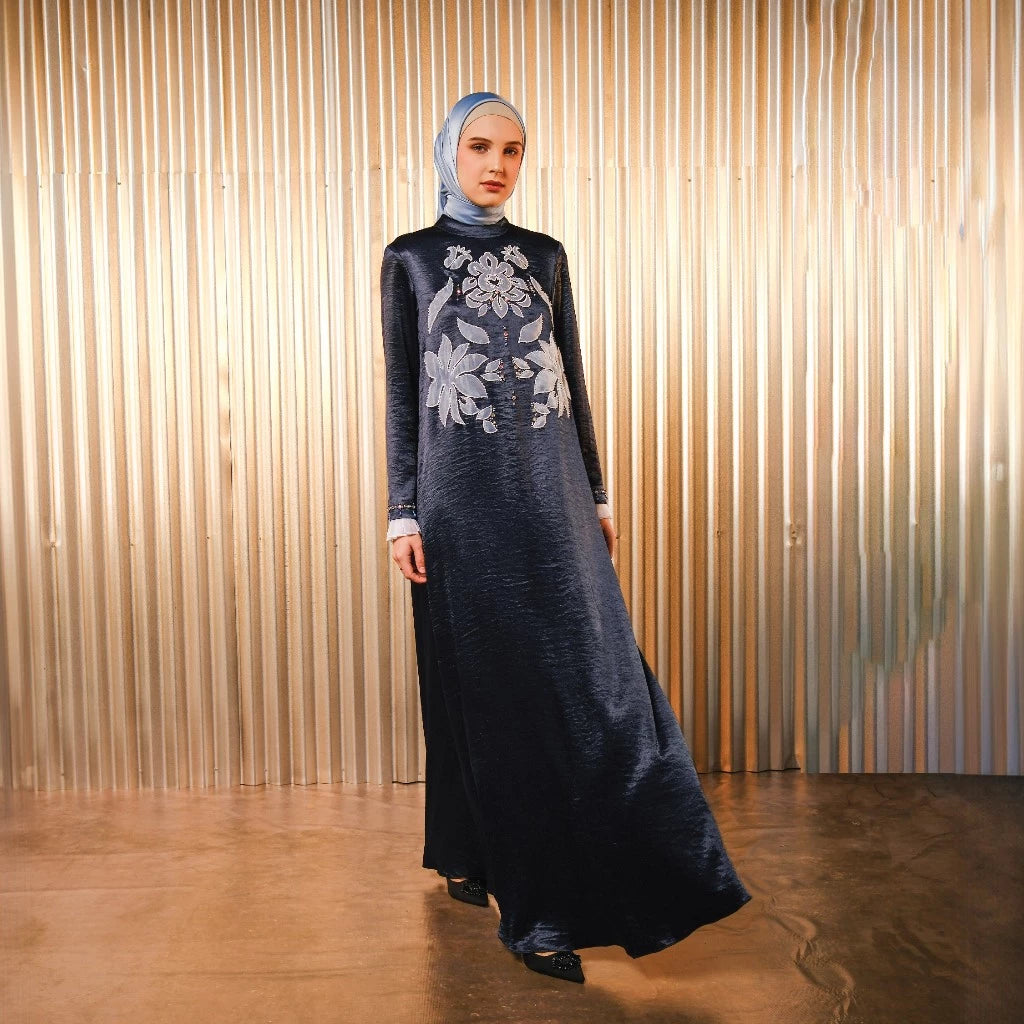 Dolores Dress | Gamis Panjang Muslim Wanita | Navy