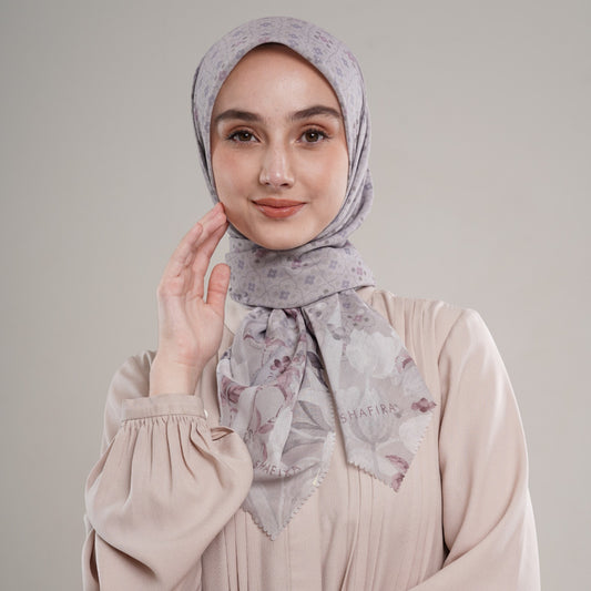 Shafira MIkayla Printed Scarf Ultra Voal | Hijab Segi Empat | Kerudung Motif