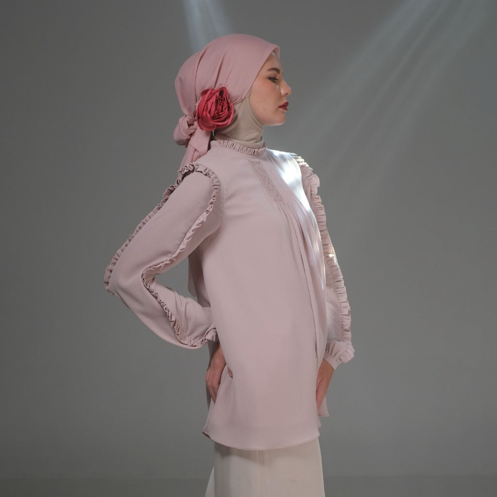 Shafira Neva Blouse Pink | Tunik Busana Wanita Tangan Panjang