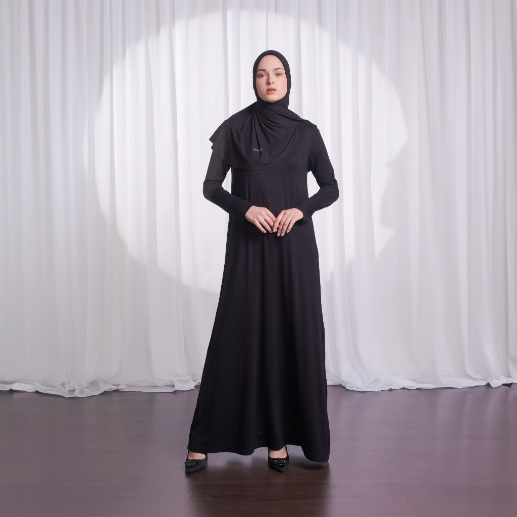 Shafira Brilla Inner Dress Black | Inner Gamis Hitam