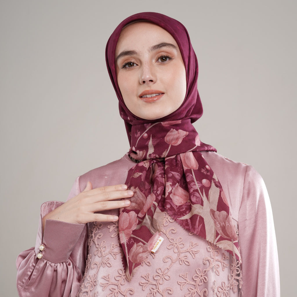 Shafira MIkayla Printed Scarf Ultra Voal | Hijab Segi Empat | Kerudung Motif