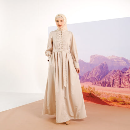 Shafira Alejandra Dress Cream | Gamis Muslim Wanita