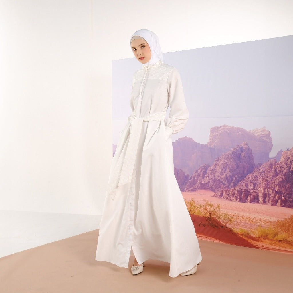 Shafira Axela Dress Broken White | Gamis Muslim Wanita