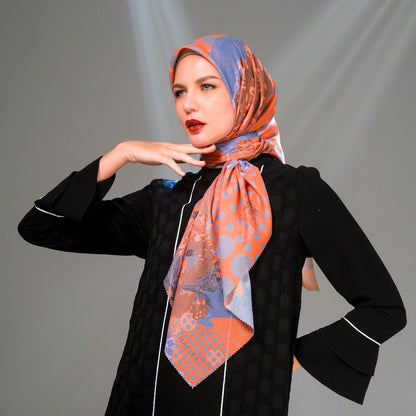 Shafira Nessie Printed Scarf | Hijab Kerudung Segi Empat Motif | Pre Order