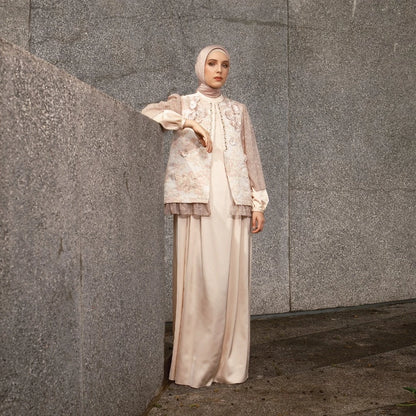 Mashika Dress | Gamis Panjang Muslim Wanita | Cream