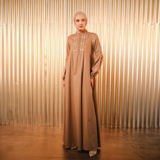 Shafira - Hawra Dress - Brown  | Gamis Panjang Wanita