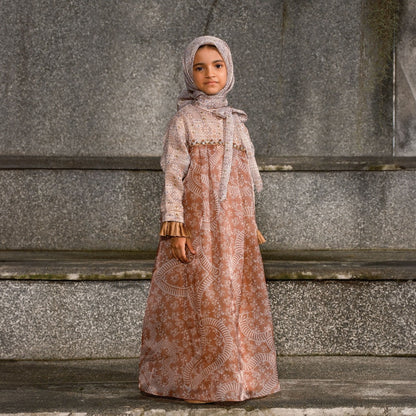 Shafira Racha Girl Dress Brown | Gamis Muslim Anak Perempuan