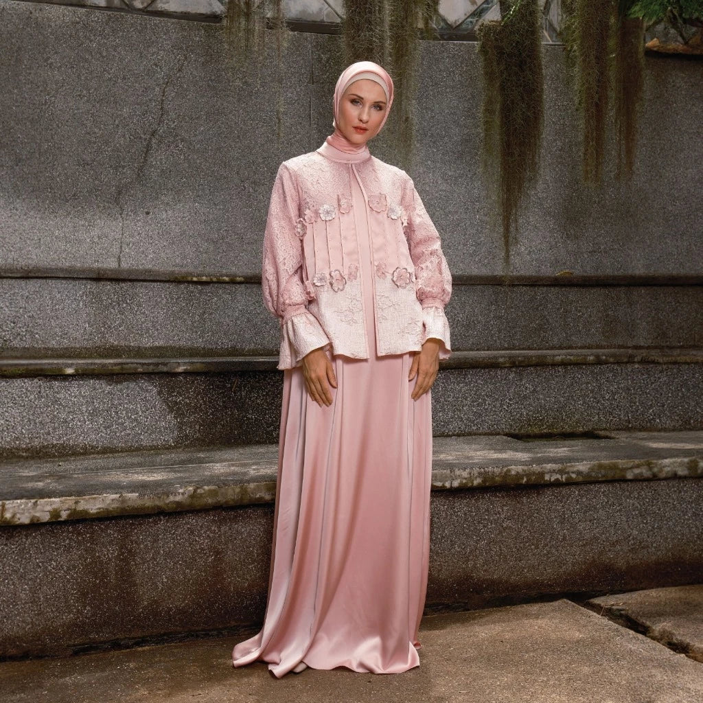 Gelayni Dress Dusty Pink | Gamis Muslim Panjang