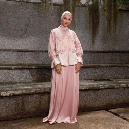 Gelayni Dress Dusty Pink | Gamis Muslim Panjang