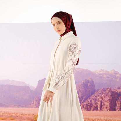 Serona Dress Cream | Gamis Panjang Muslim Wanita