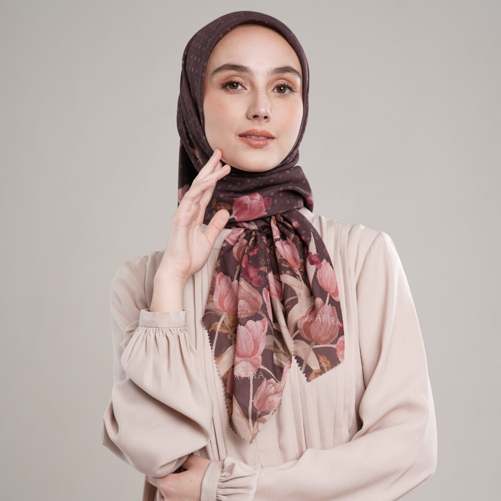 Shafira MIkayla Printed Scarf Ultra Voal | Hijab Segi Empat | Kerudung Motif