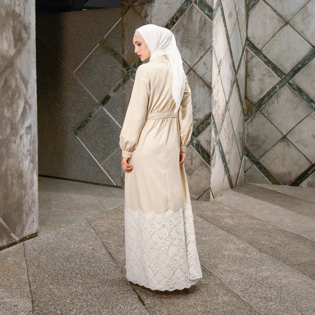 Ameera Dress Cream | Gamis Panjang Wanita