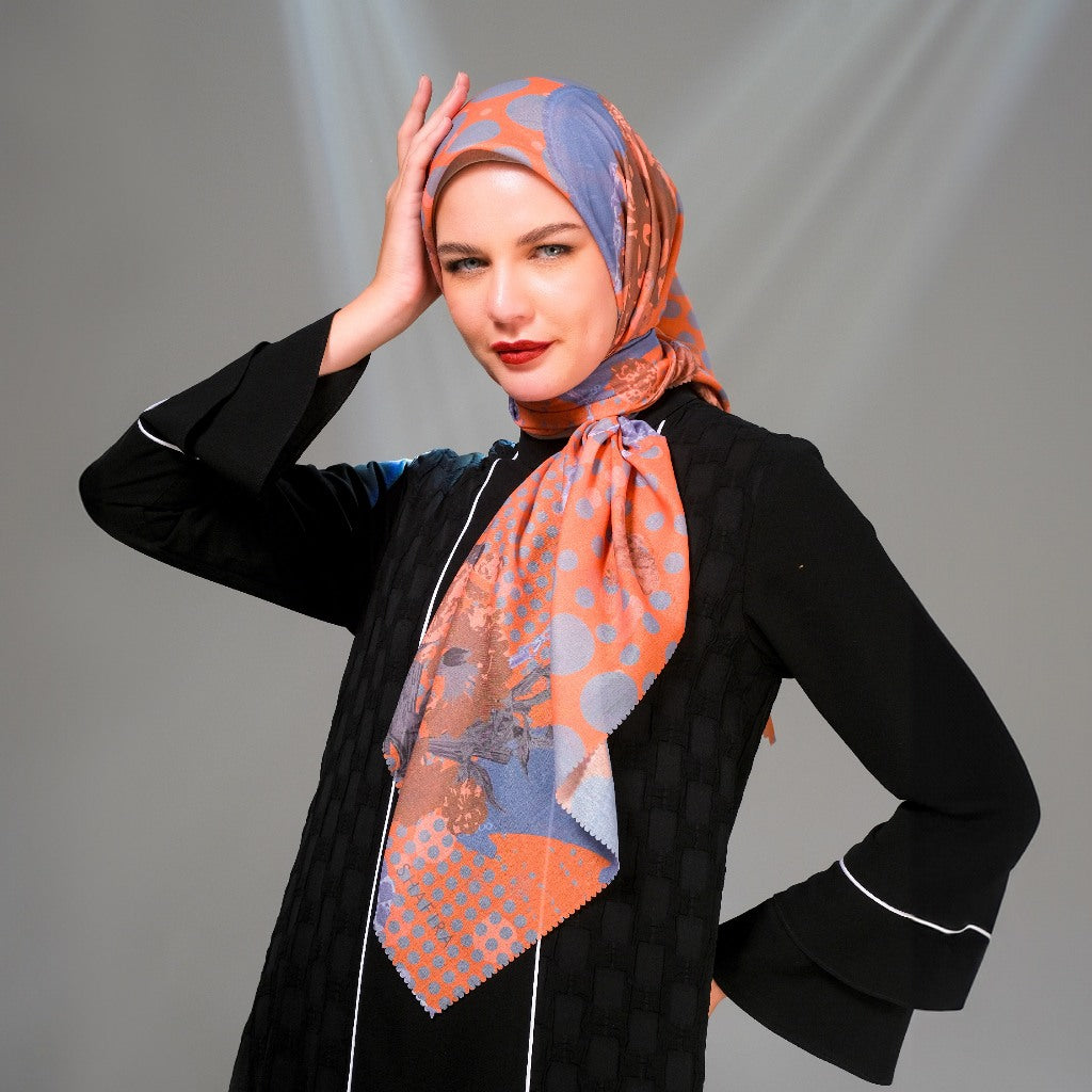 Shafira Nessie Printed Scarf | Hijab Kerudung Segi Empat Motif | Pre Order