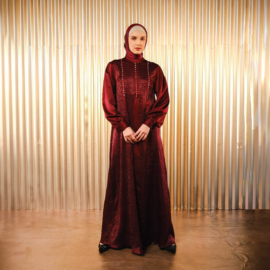 Shafira Annita Dress | Gamis Panjang Muslim Wanita | Maroon