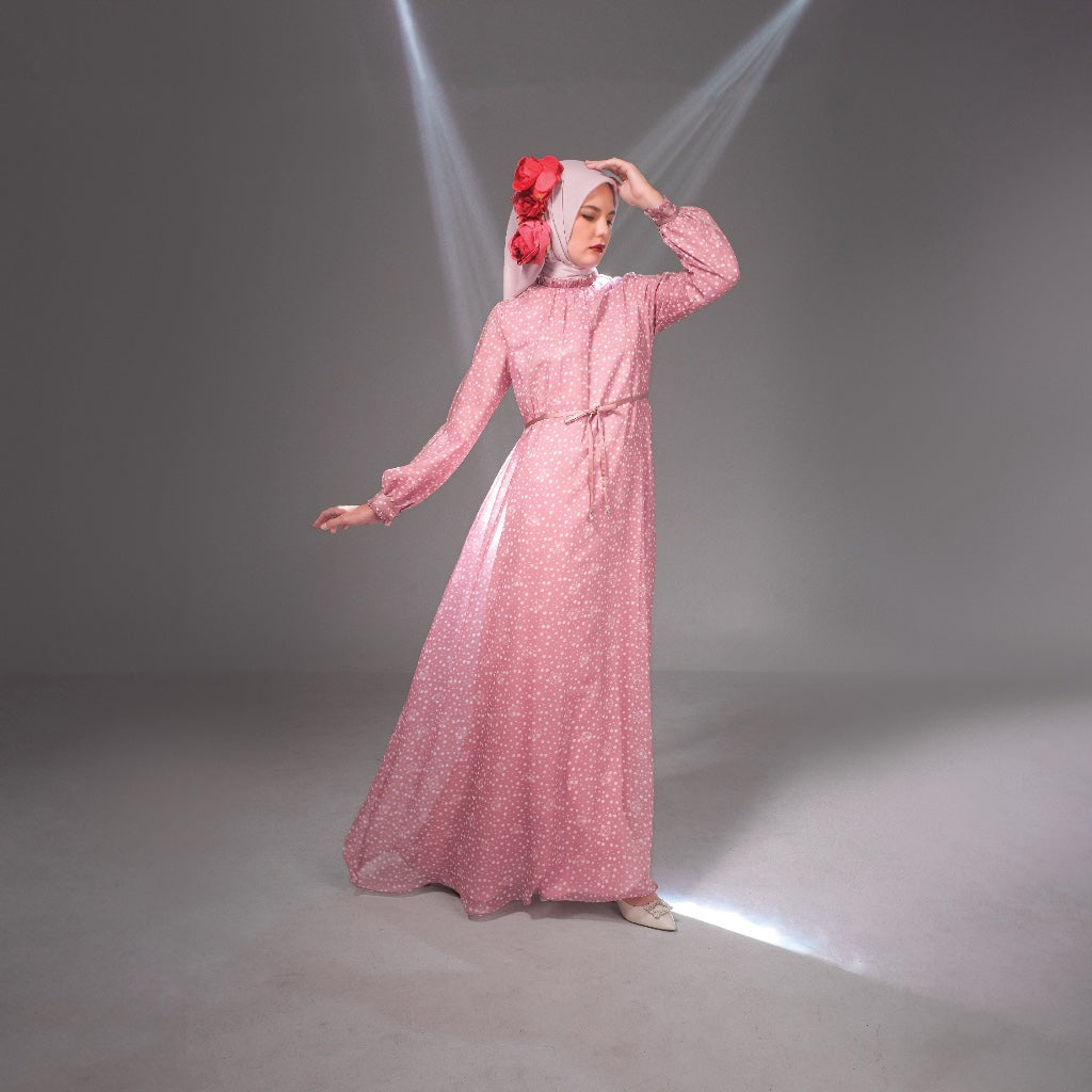 Shafira Marisol Dress Pink | Gamis Panjang Wanita