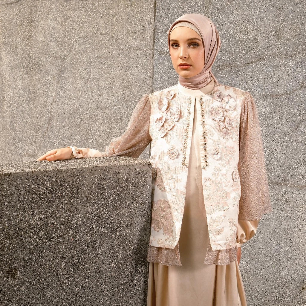 Mashika Dress | Gamis Panjang Muslim Wanita | Cream