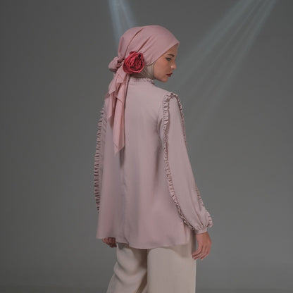 Shafira Neva Blouse Pink | Tunik Busana Wanita Tangan Panjang