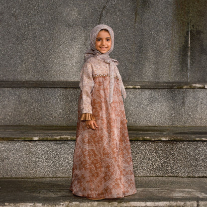 Shafira Racha Girl Dress Brown | Gamis Muslim Anak Perempuan