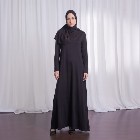 Shafira Brilla Inner Dress Black | Inner Gamis Hitam