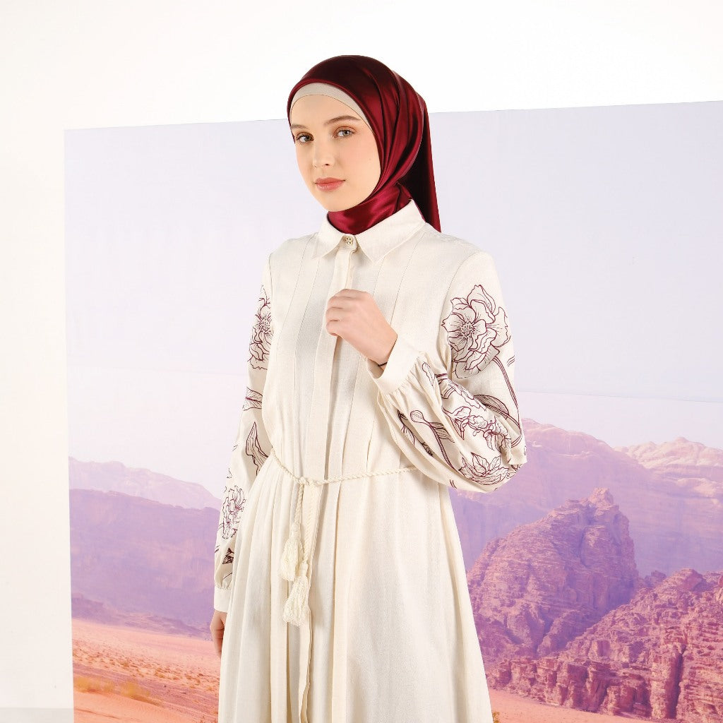 Serona Dress Cream | Gamis Panjang Muslim Wanita