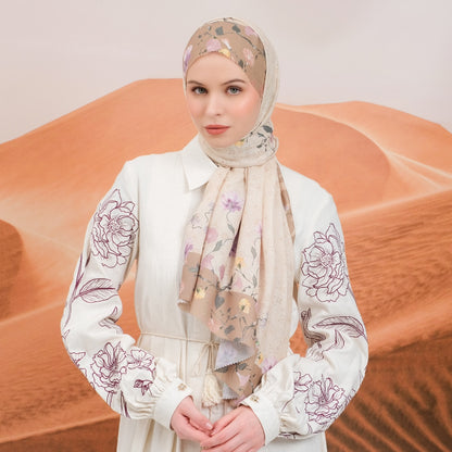 Shafira Delilah Printed Scarf | Hijab Kerudung Segi Empat Motif