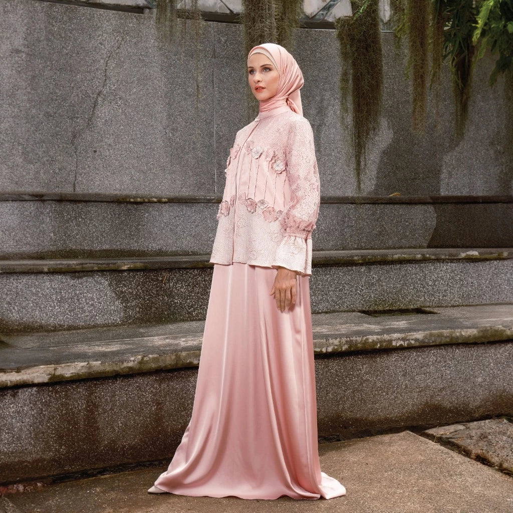 Gelayni Dress Dusty Pink | Gamis Muslim Panjang