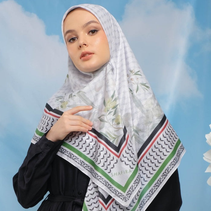 Shafira | Houria Scarf Printed | Hijab Kerudung Segi Empat Motif