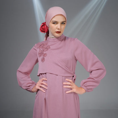 Shafira Cordelia Dress Pink | Gamis Muslim Wanita