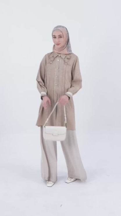 Micala Blouse Brown | Tunik Atasan Wanita