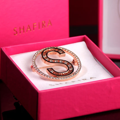 Shafira Signature Brooch - Rose Tan and Antique Gold